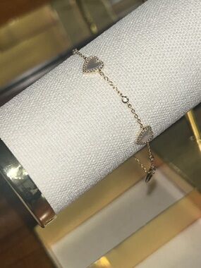 14k gold plated 925 sterling silver heart diamond bracelet stackable l